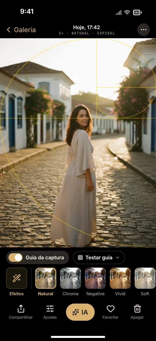 Uma foto na galeria do 4lira, com o guia de composição