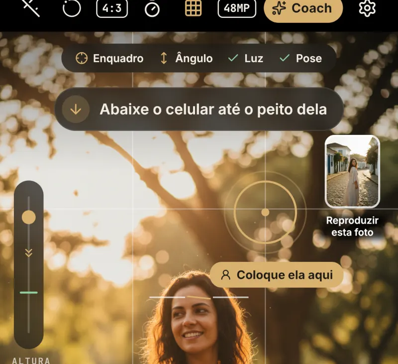 O Coach ao vivo no visor, com a dica da vez